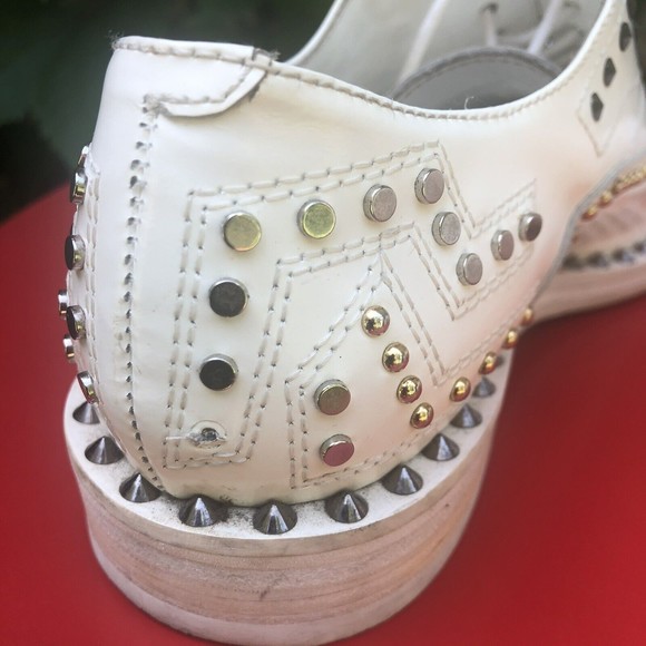 Rare Zadig & Voltaire "Youth Clous" Derby White Studded Formal Shoes Size 36 - Picture 9 of 10